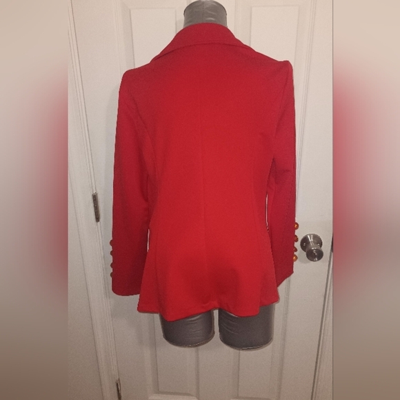 Elegant Red Double-Breasted Women's Blazer #5 - Picture 4 of 5
